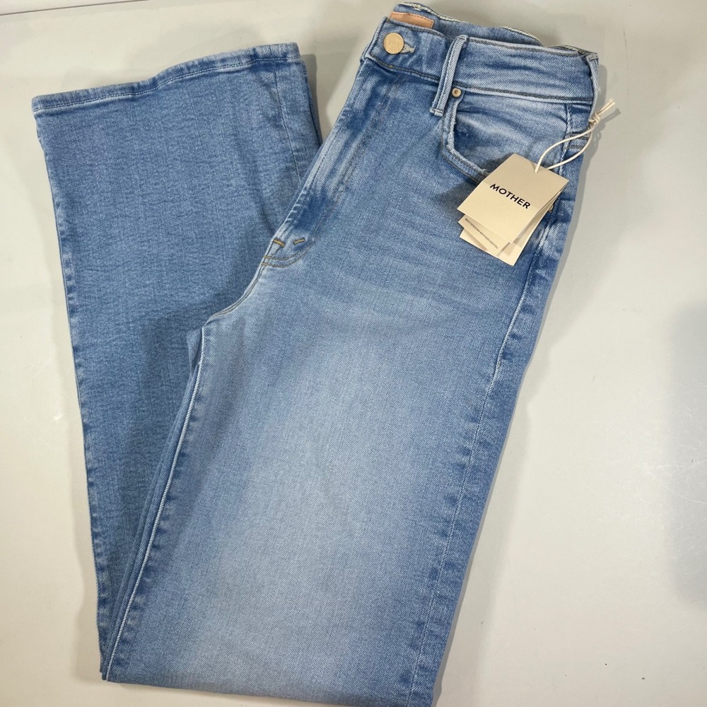 MOTHER The Maven Sneak Jeans Women 27 Light Wash High Rise Wide Leg Casual NEW